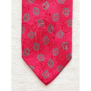 Ronaldus Shamask Pink Paisley Medallion Silk Necktie Mens OS Excellent Vintage